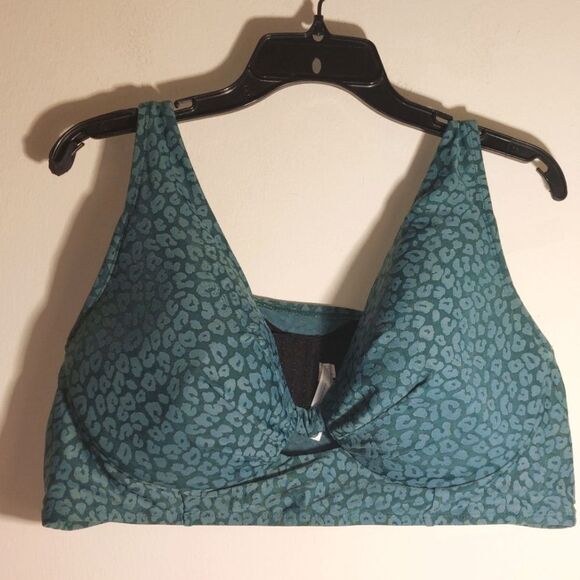 Swim by Cacique Underwire Knot-Front Bikini Top Green Teal 44D - Picture 8 of 15